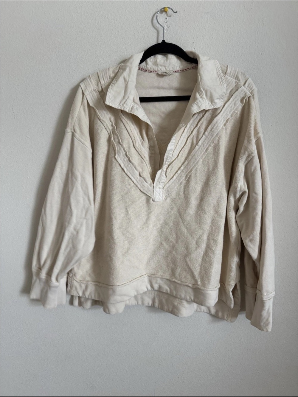 Anthropologie Pilcro Collegiate Rugby Top Cream Ivory Size M - Picture 3 of 7
